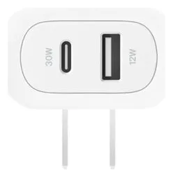 CARGADOR BELKIN DE PARED DUAL 1 PUERTO USB TIPO C 30W 1 USB-A 12W + CABLE TIPO C 42W