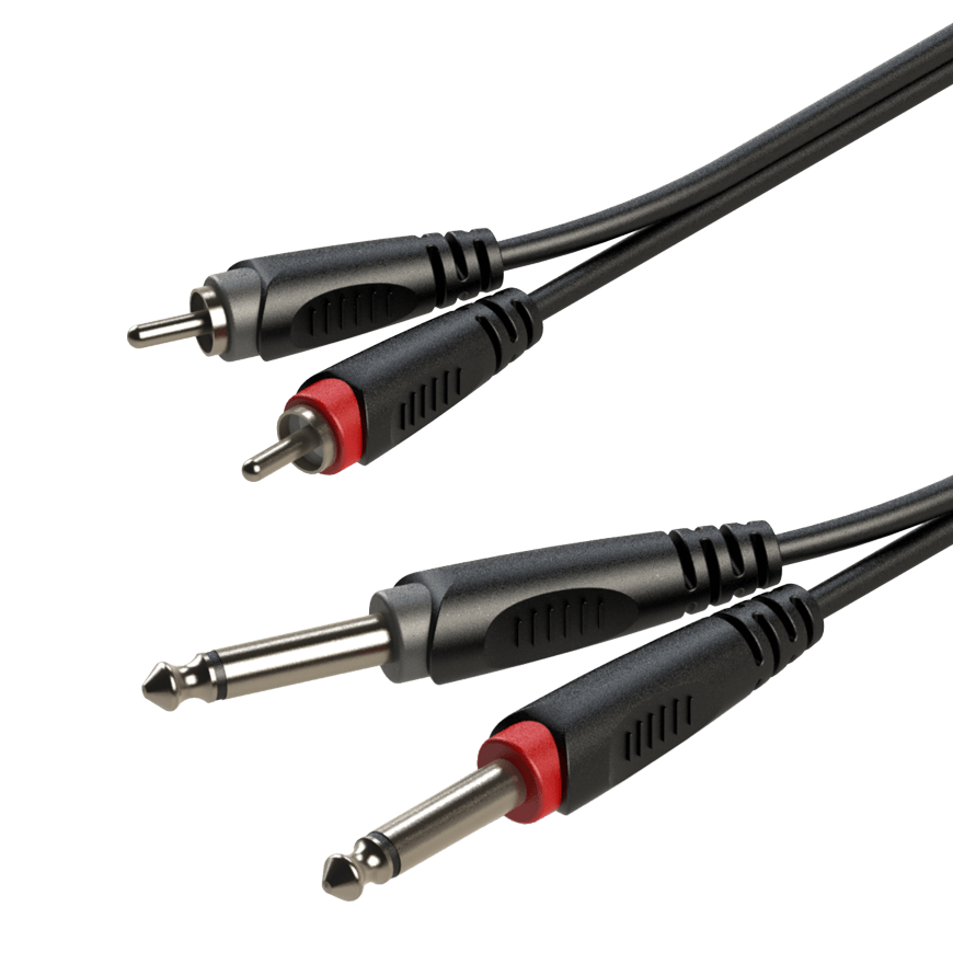 Cable de Audio 2x2 Plug 6.3mm Mono a 2 RCA Macho 3 Metros