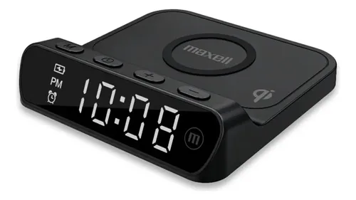 CARGADOR INALAMBRICO PARA CELULAR IPHONE MAXELL QIAC-115 CON RELOJ DESPERTADOR