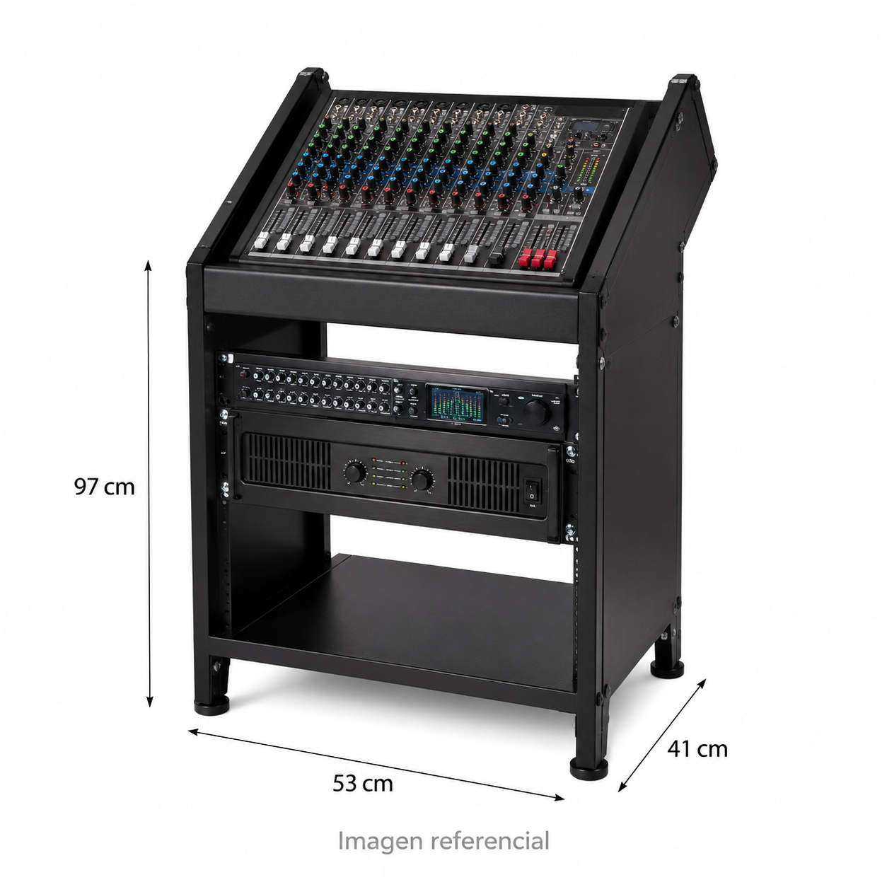 Rack para Consolas de Sonido 97 x 53 x 41 cm Estructura Metálica Profesional