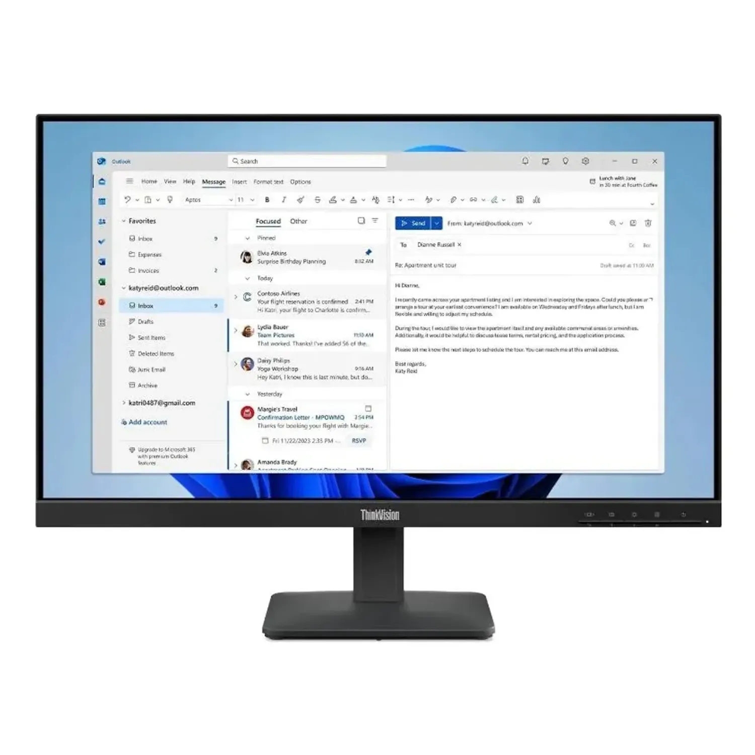COMPUTADOR LENOVO THINKCENTRE NEO 50Q GEN 5 INTEL CORE I5 210H MINI TORRE 8GB SSD 256GB CON MONITOR LENOVO 23.8" THINKVISION S24-4E LCD + COMBO TECLADO Y MOUSE - POWER ON
