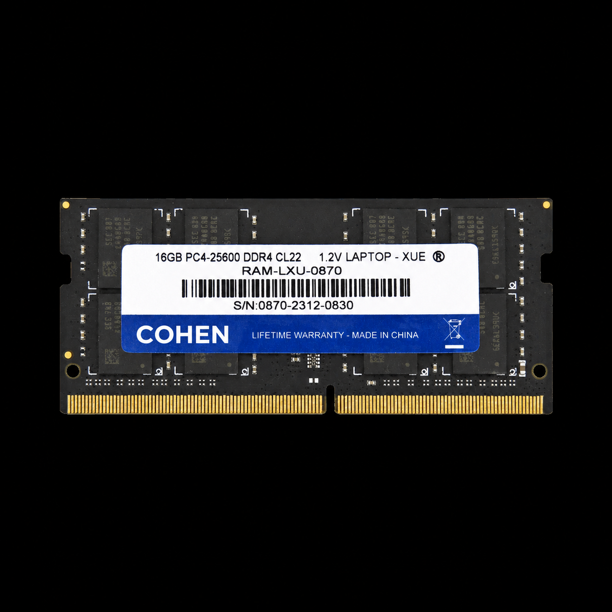 Memoria RAM para Portátil Cohen 16GB DDR4 3200MHz SODIMM Open Box