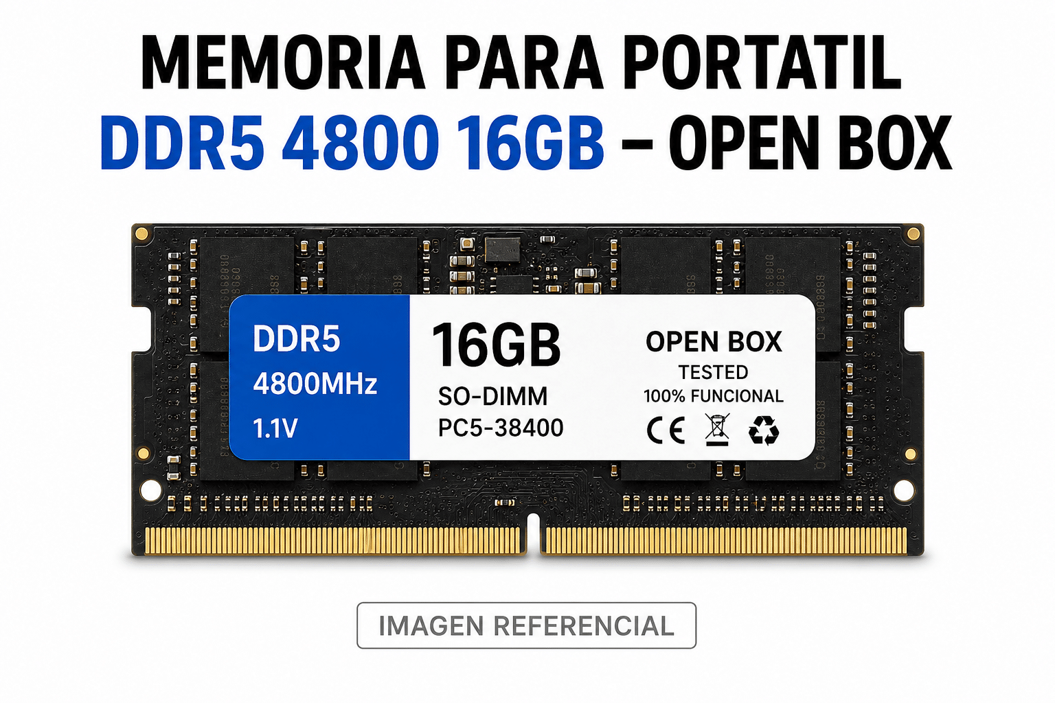 Memoria para Portátil DDR5 16GB 4800 SODIMM Open Box