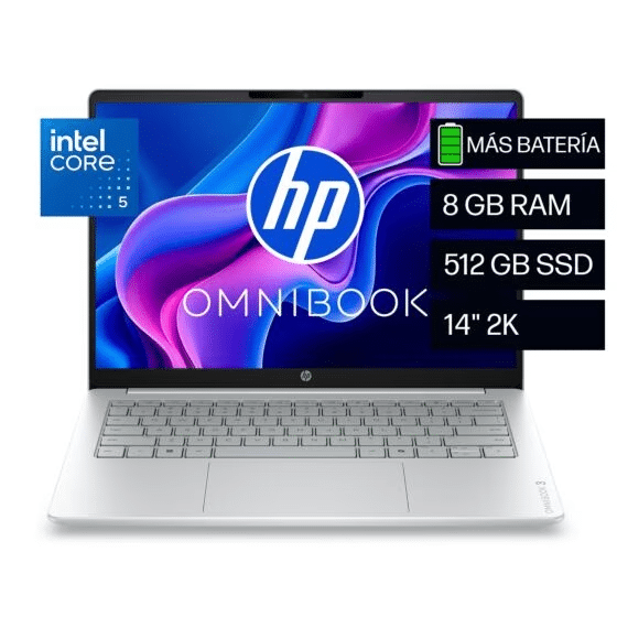 Portátil HP OmniBook 3 14-hu0050la Core 5 120U 8GB DDR5 512GB SSD 14″ 2K Windows 11 Home