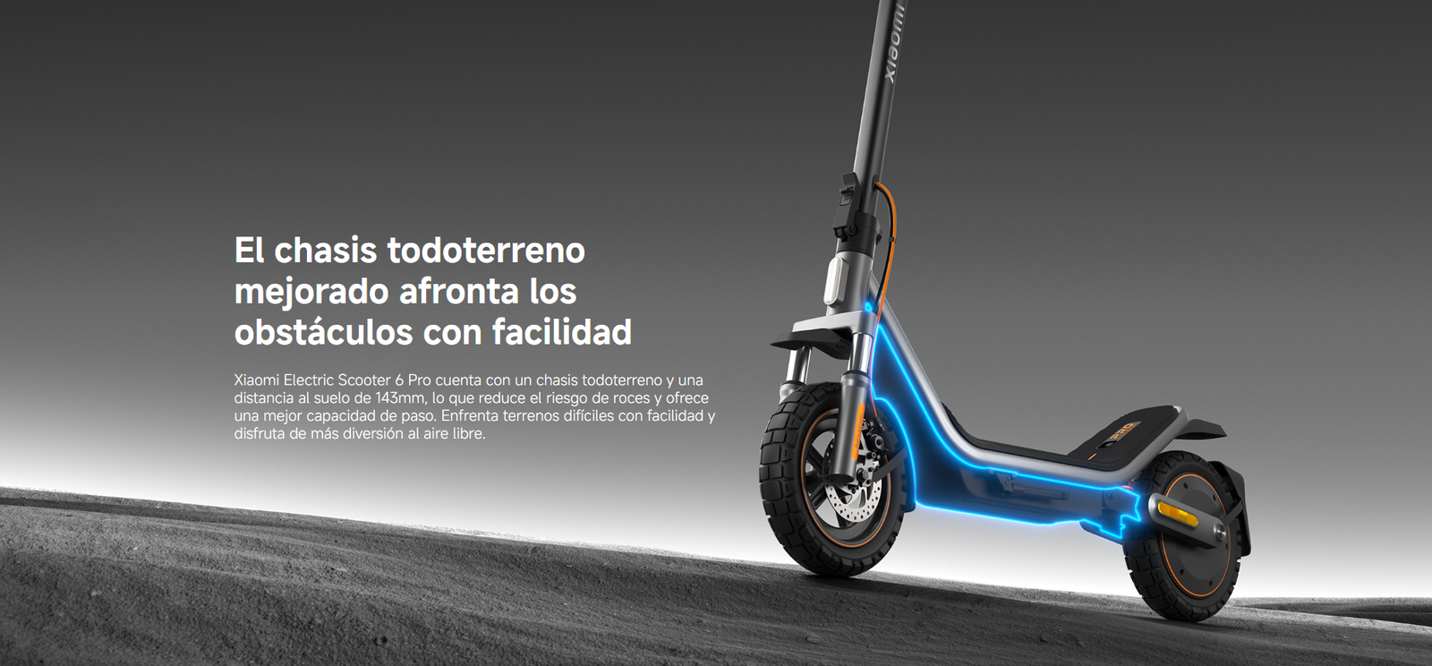 scooter electrico xiaomi 6 pro con llantas todoterreno de 12 pulgadas y doble suspension banner pub 2