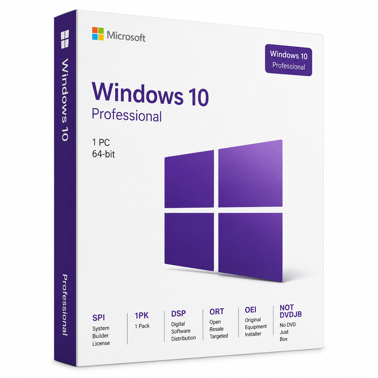 Licencia Microsoft Windows 10 Pro 64 Bits OEM DSP/OEI para 1 PC