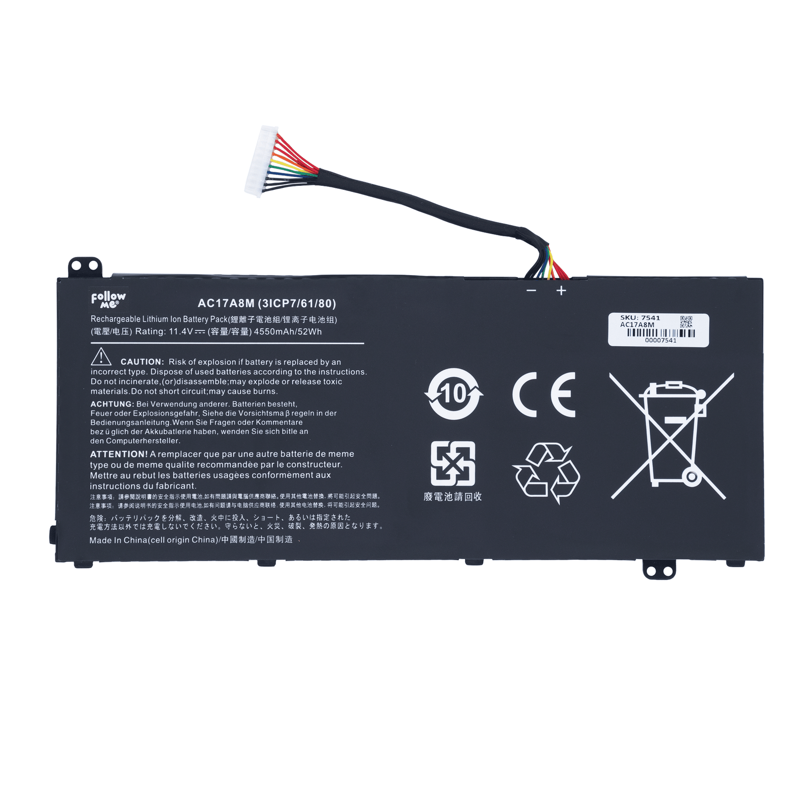 Batería para Portátil Acer Spin 3 SP314-52 5170 mAh 59,1 Wh – Ref 7541