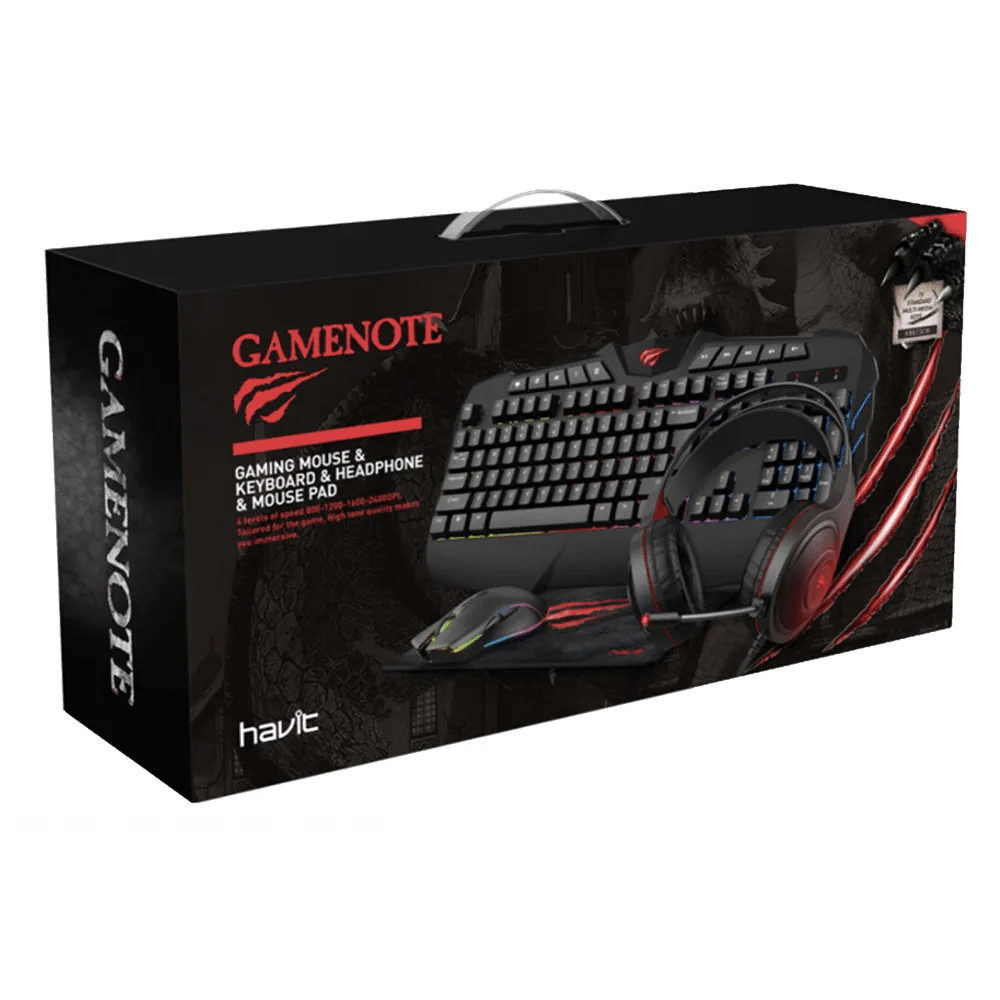 Combo Gamer Havit GameNote KB501CM-SP 4 en 1 Teclado + Mouse + Diadema + Mouse Pad RGB